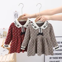 girls dress baby autumn clothes winter princess children cloth pullover knitted dressrs 1 6age kids tops long sleeves bow dress