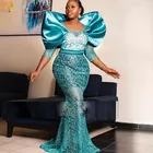 Кружевное платье-Русалка для выпускного вечера для африканских женщин Aso Ebi, платья на день рождения, вечернее платье с длинным рукавом 34