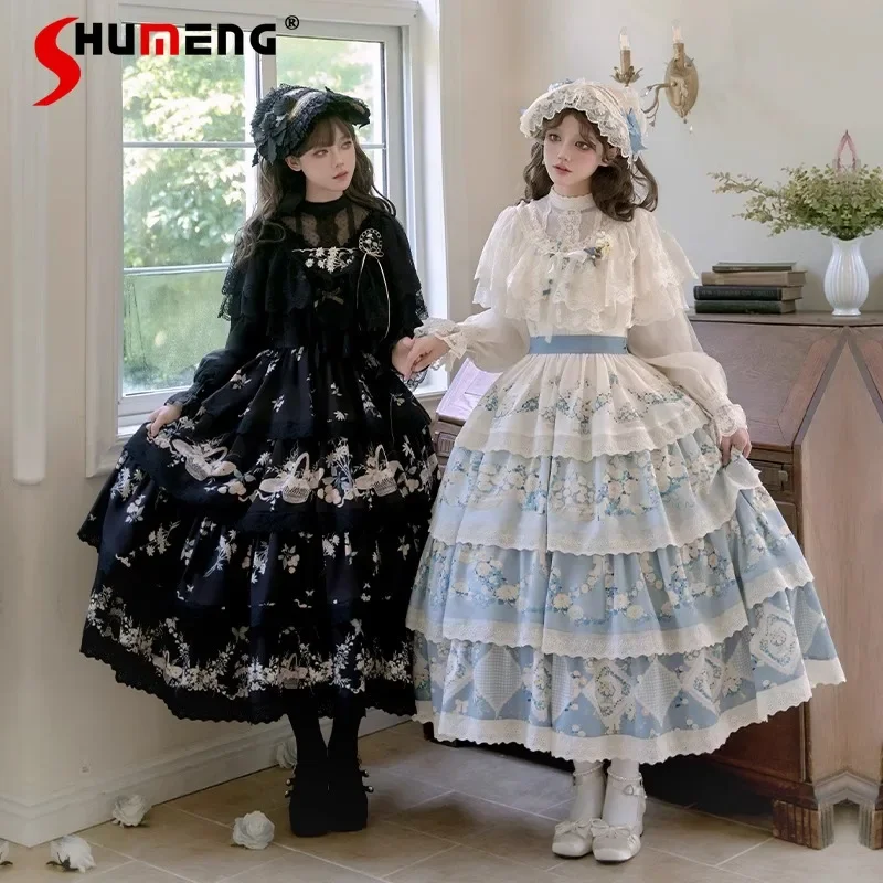 Новинка классическое платье в японском оригинальном стиле Лолиты с пасторальным