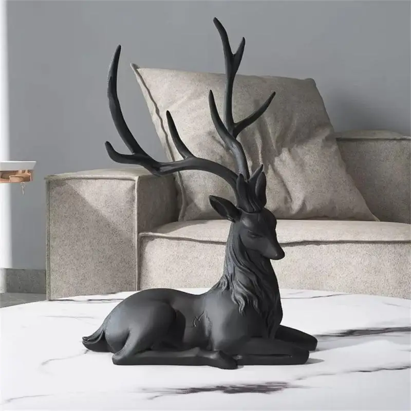 

Tv Ornaments Grace Housewarming Gift Creativity Elk Statue Fashion Ornaments Durable Ornaments Crafted Decorate Sturdy Resin