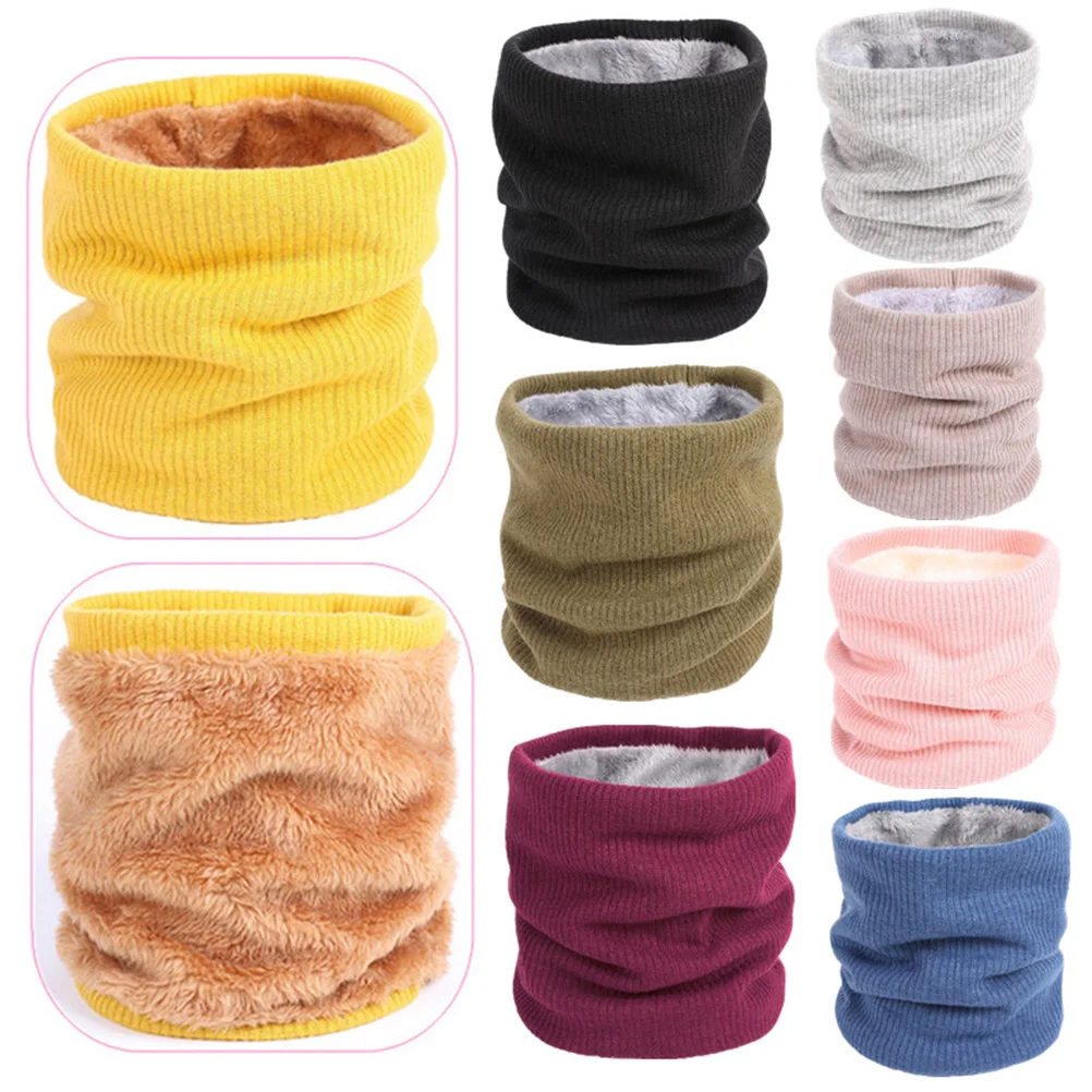 

2 Pcs Cold Protection Scarf Winter Scarf Creative Double-Layer Windproof Neck Warmer Circle Collar Scarf (Beige)