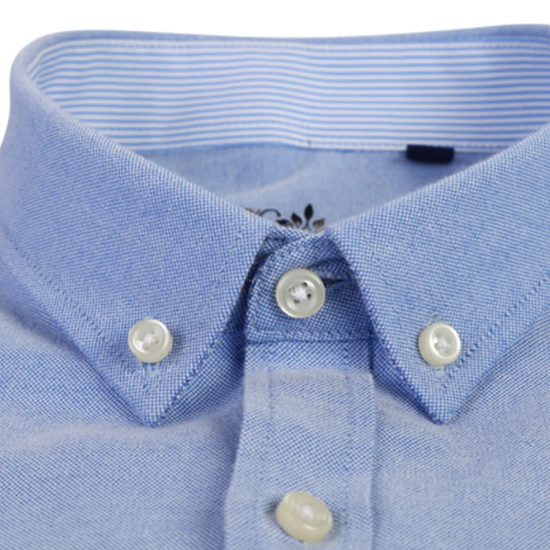 Spring and Autumn Men's Shirts Oxford Spinning Blue Long Sleeve Stripes Business Casual Slim Fit Free Iron Loose Outdoor Shirts