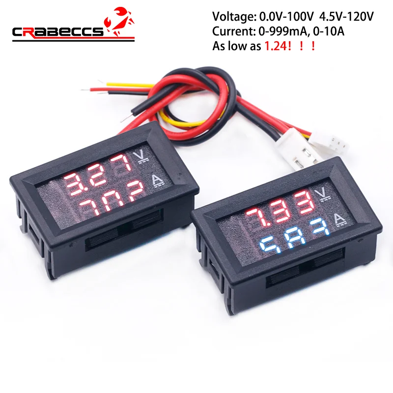 

Высококачественный Вольтметр Амперметр постоянного тока 100 в 0-100 в 1A 10A синий + красный зеленый светодиодный двойной цифровой вольтметр Ампе...