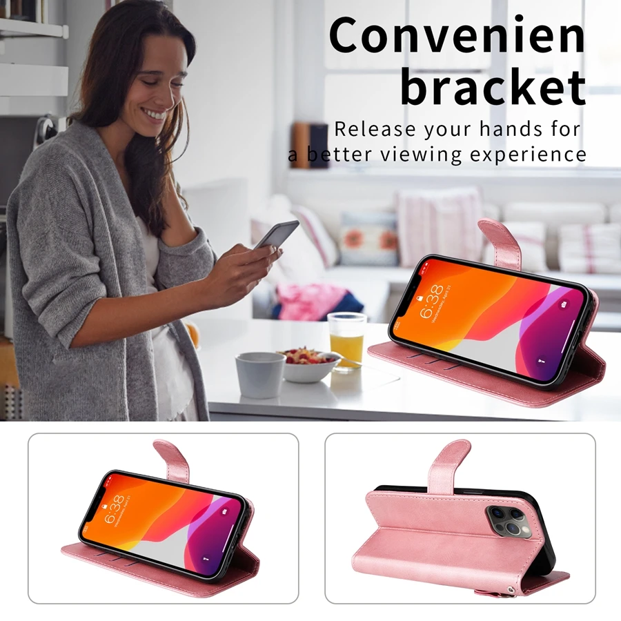 Wallet Luxury Artificial Cowh Stand Zipper Case For iPhone 14 Pro Max 13 Pro Max 12 Pro Max 11 Pro Max XS Max X XR 8 7 6 6S Plus