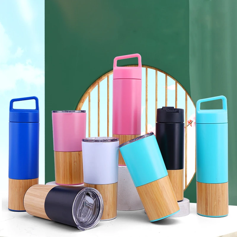 

Bamboo Shell 304 Stainless Steel Thermos Water Bottles 550ML Car Carried Mug Vacuum Insulated Flask EDC Portable Drink Cups Gift