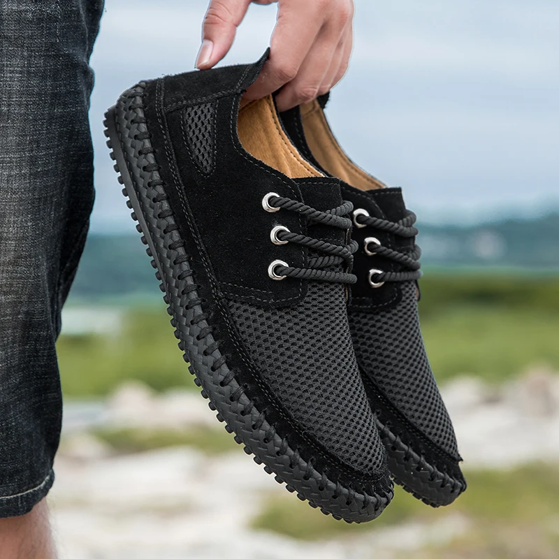 2022 New Fashion Men's Casual Shoes Outdoor Trainers Hand-Stitched Retro Walking Shoes Lightweight Mesh Upper Shoe Size 38-48