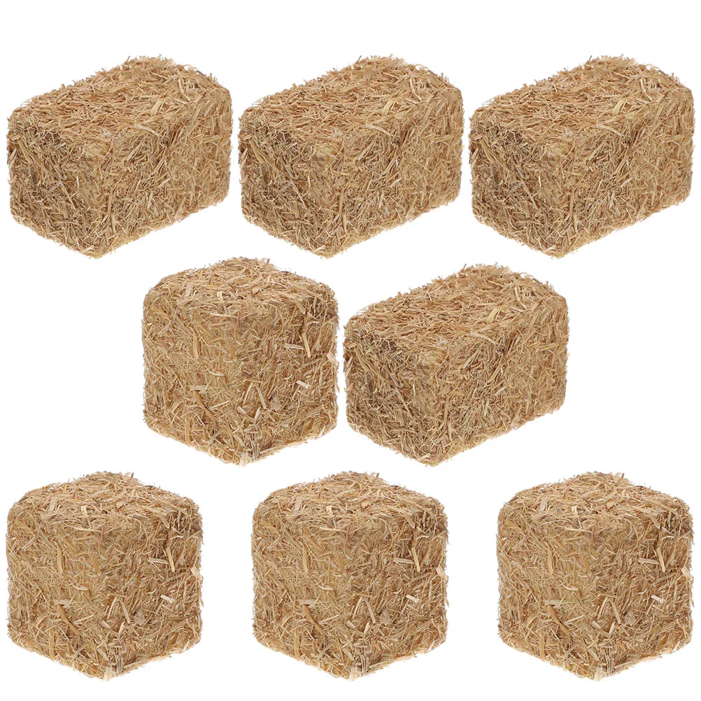 

8pcs Mini Hay Blocks Miniature Farm Hayrick Ornament Scene Haystack Decor