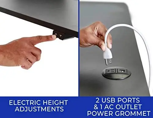 

Power | 55 Inch Standing Desk with Built-In Charging | Height Adjustable Sit to Stand Desk | Electronic Standing Workstation wi