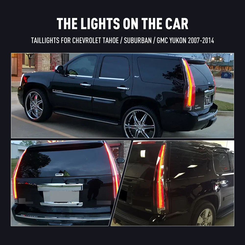 Фото Пара светодиодных задних фонарей для CHEVROLET TAHOE SUBURBAN GMC Yukon 07-14, сигнал поворота заднего хода, задний фонарь автомобиля в сборе №2