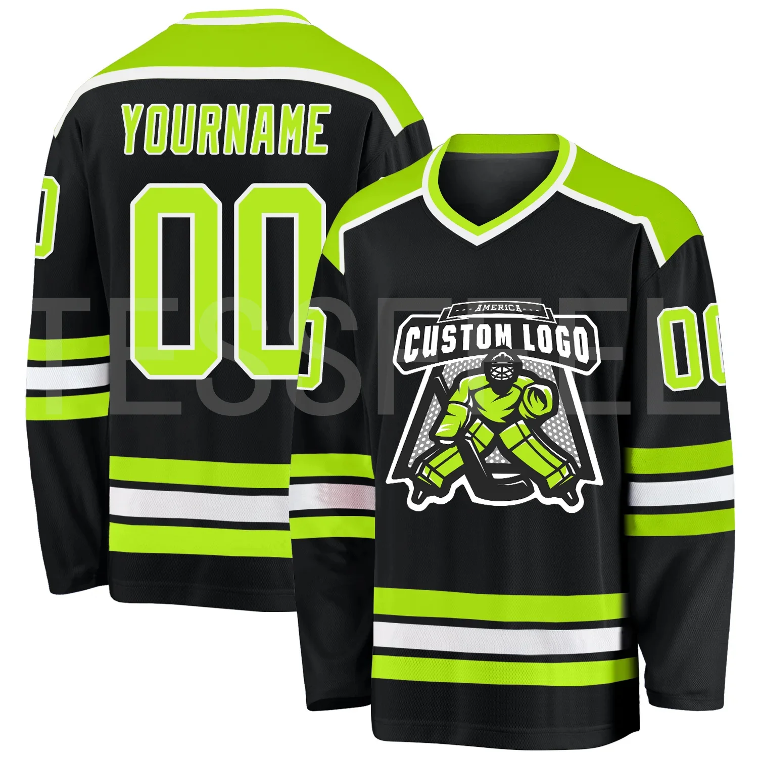 

Newest Custom Name Hockey Jersey Suits Team Logo Tattoo Tracksuit V-Neck Long Sleeves Retro 3DPrint Pullover Harajuku Casual X3