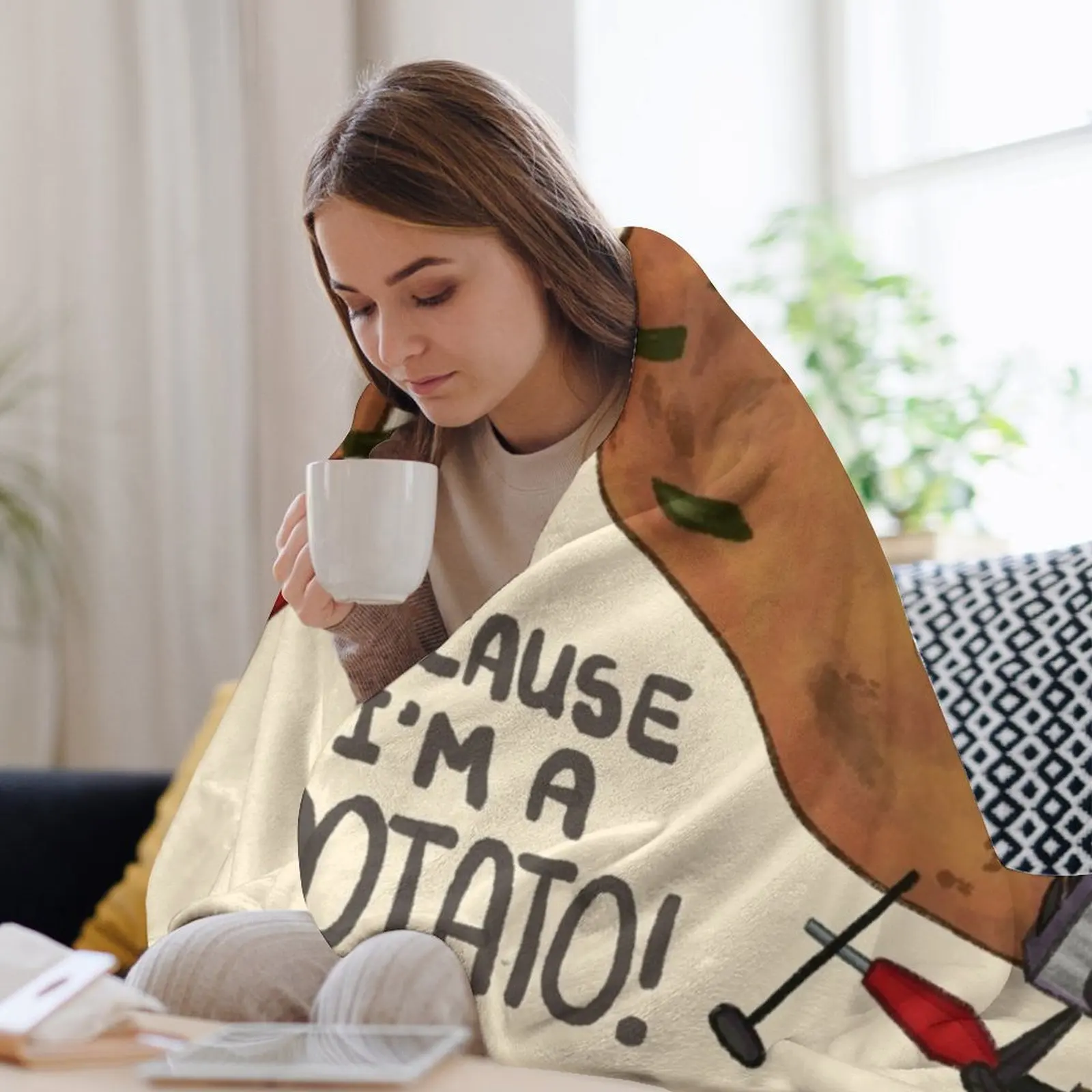 GLaDOS в виде картофеля (детальное) пледы забавный подарок для декоративного дивана