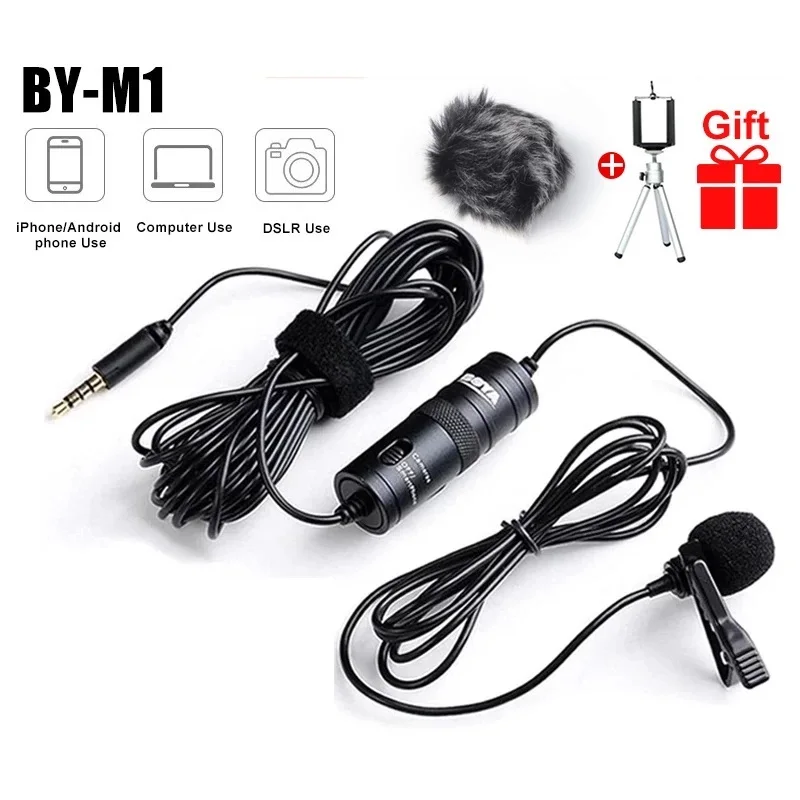 

BY-M1 Recording Microfone Lavalier Lapel Microphone Video Mic For Youtube Video Record Mic For Pc IPhone Android