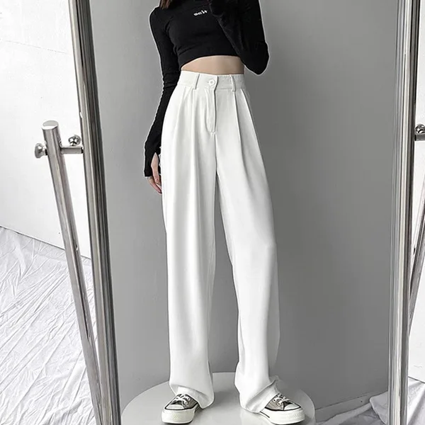 

Y2k Pants Women Korean Fashion High Waist Loose Wide Leg Kpop Harajuku Japanese Vintage Trousers Woman White Black Bottoms Cloth