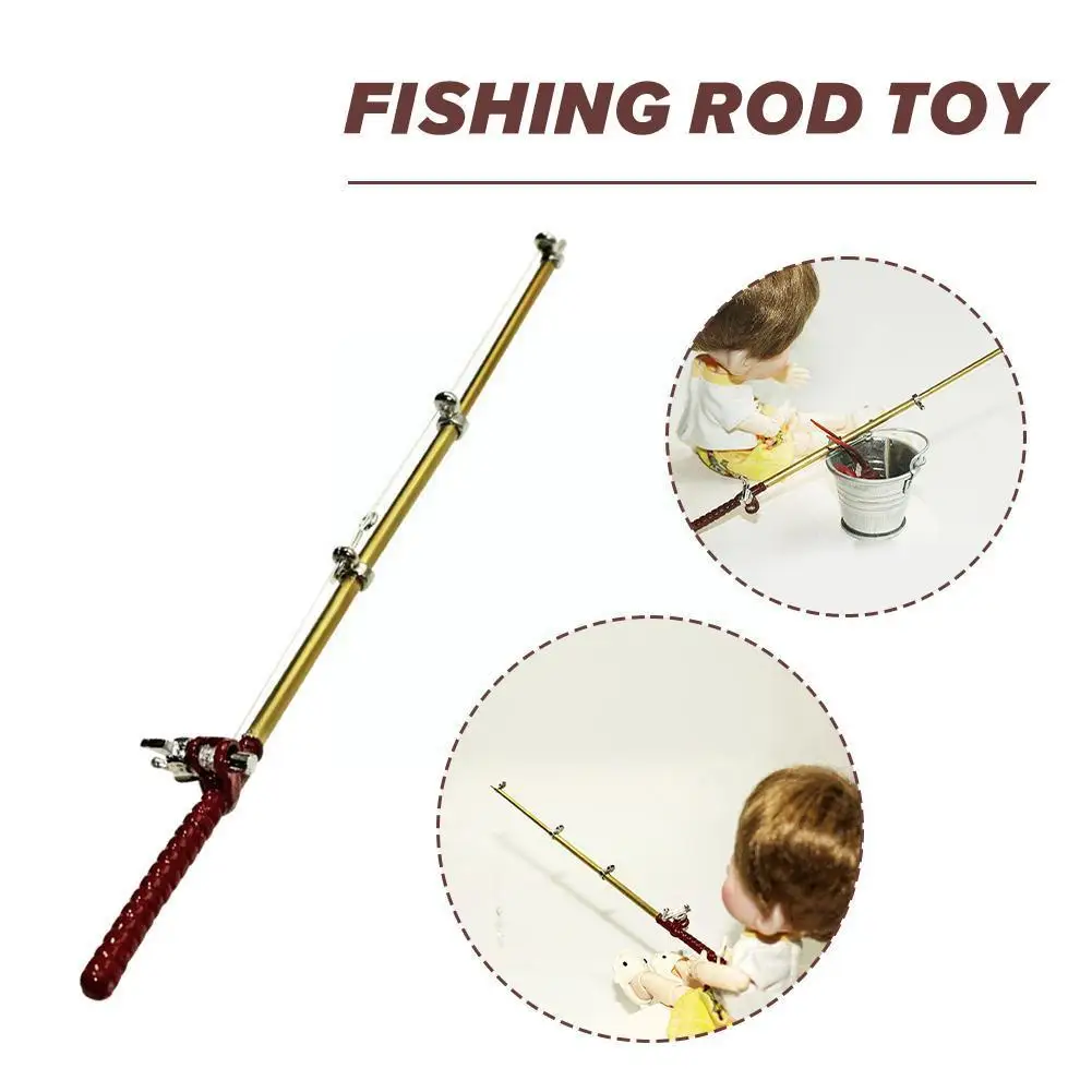 

1Pcs 1/6 Doll House Miniature Metal Fishing Pole Model Toy Rod Fishing House Mini Decoration Doll Accessories I4D8