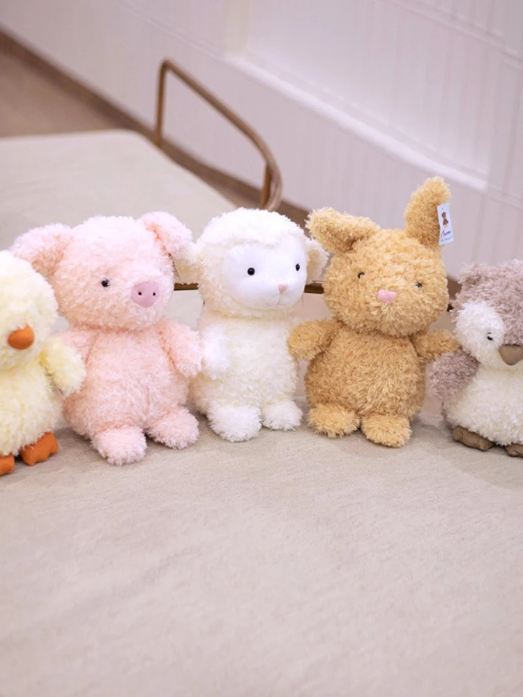 

Милые пушистые волосы в английском стиле, розовая свинка, ягненок, плюшевые игрушки, мягкие Мультяшные животные, свинья, желтый цыпленок, кролик, детские плюшевые куклы для детей