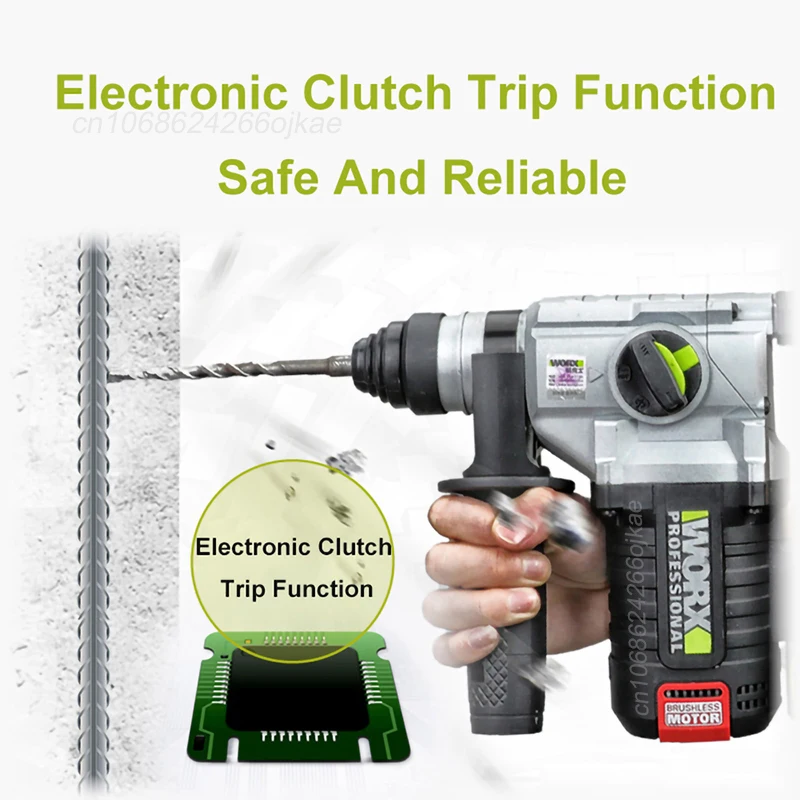 WORX Heavy Duty 20 В WU388 Перезаряжаемый беспроводной перфоратор Бесщеточный 2.2J Impact 5400bpm