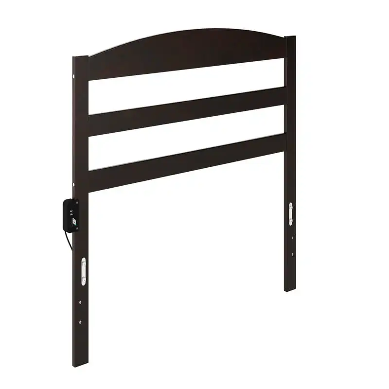 

Arched Slatted Wood Headboard with 2 USB Ports, Full, Espresso
