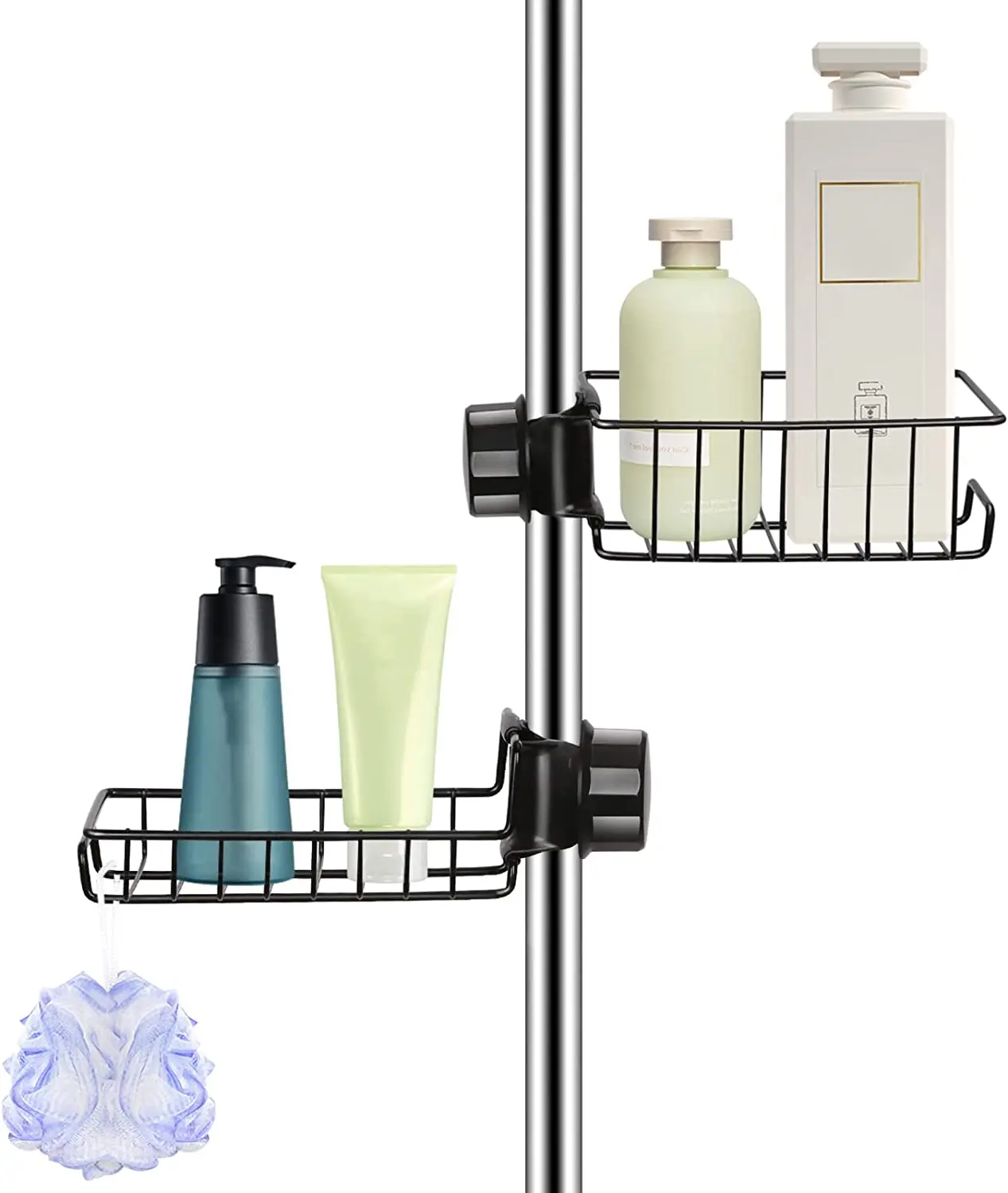 

2 Pcs Black Stainless Steel Faucet Sponge Holder Sink Storage Rack Holder Shower Caddy Bathroom Organizer Faucet Storage Rack