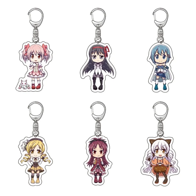 

6CM Puella Magi Madoka Magica Anime Figures Kaname Madoka Akemi Homura Miki Sayaka Acrylic Keychains Cute Bag Pendant Decor Toy