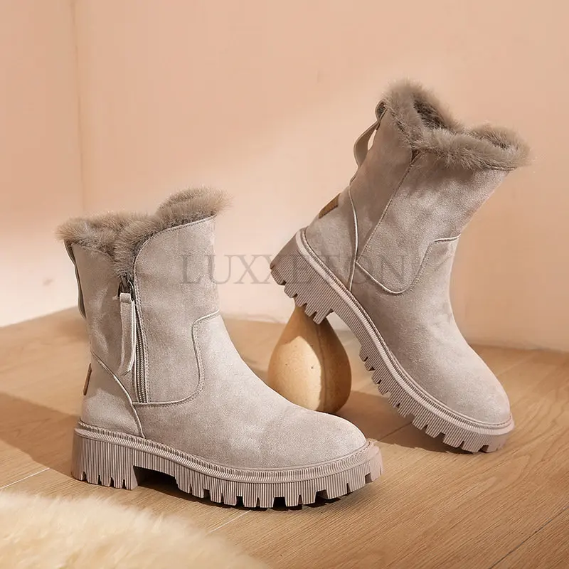 

Winter Shoes Women's Plush Boots Large Size Casual Fashion Mid-tube Comfortable Cotton Warm for Women