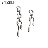 s925 needle fashion jewelry asymmetrical geometric chain earrings 2021 new trend high quality aaa zircon drop earrings for girl