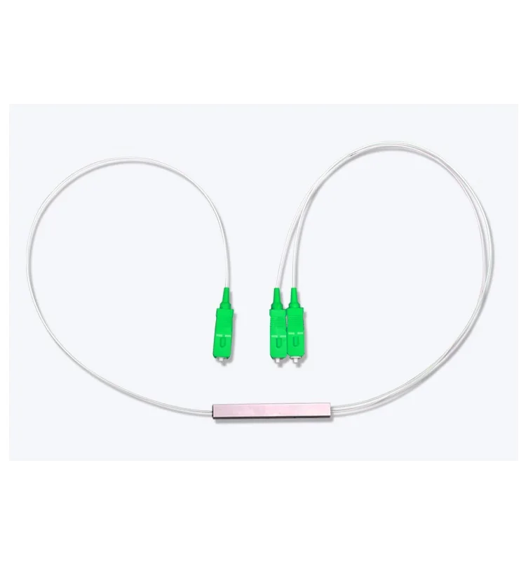 1x2 1Meter 1pcs SC/APC Connector SM Single Mode 0.9mm Steel Tube FTTH Fiber Optic PLC Splitter