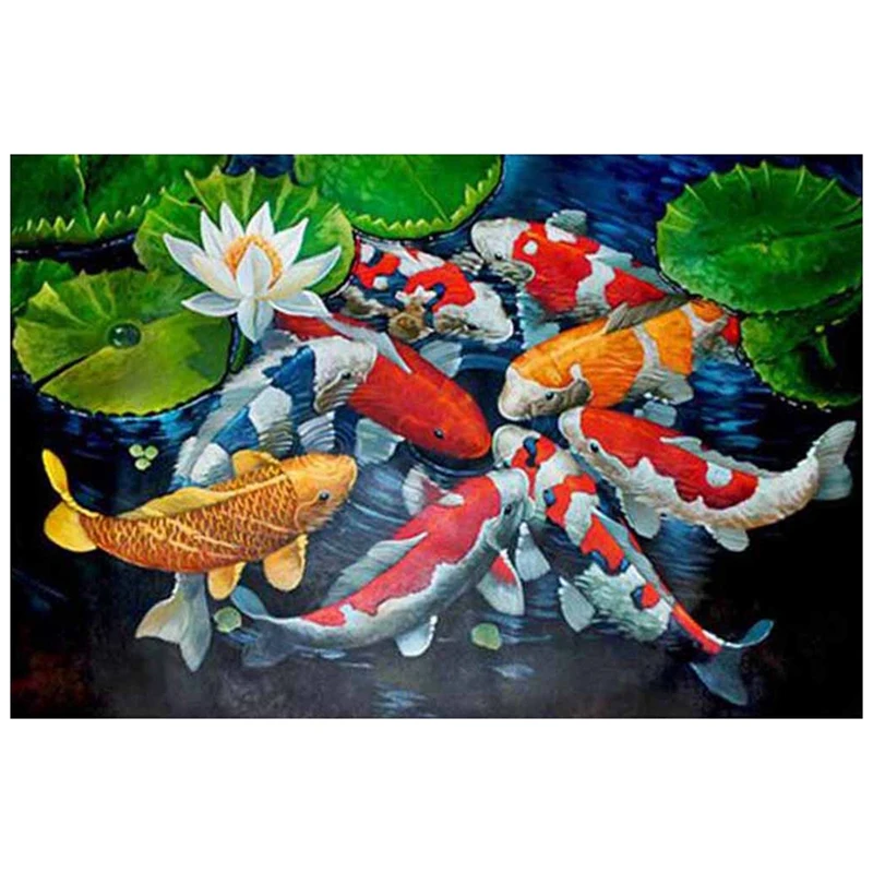 

Алмазная живопись «сделай сам», алмазная вышивка, круглая смола, алмазная вышивка, домашний Настенный декор, 30x40 см, рыба, кои