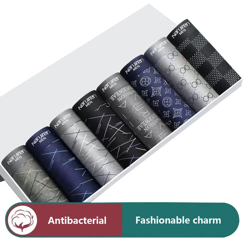 Men's Underwear Panties Fashion Printed Boxer Shorts Male Breathable Men Sexy Set Underpants Large Size Lot Soft High Quality