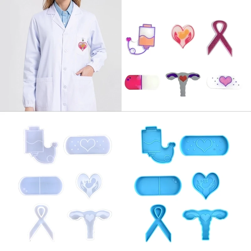

Nurse Theme Badge Reel Resin Mold Heart Silicone Mold Pendant Charms Mold Jewelry Casting Mold Keychain Silicone Mold