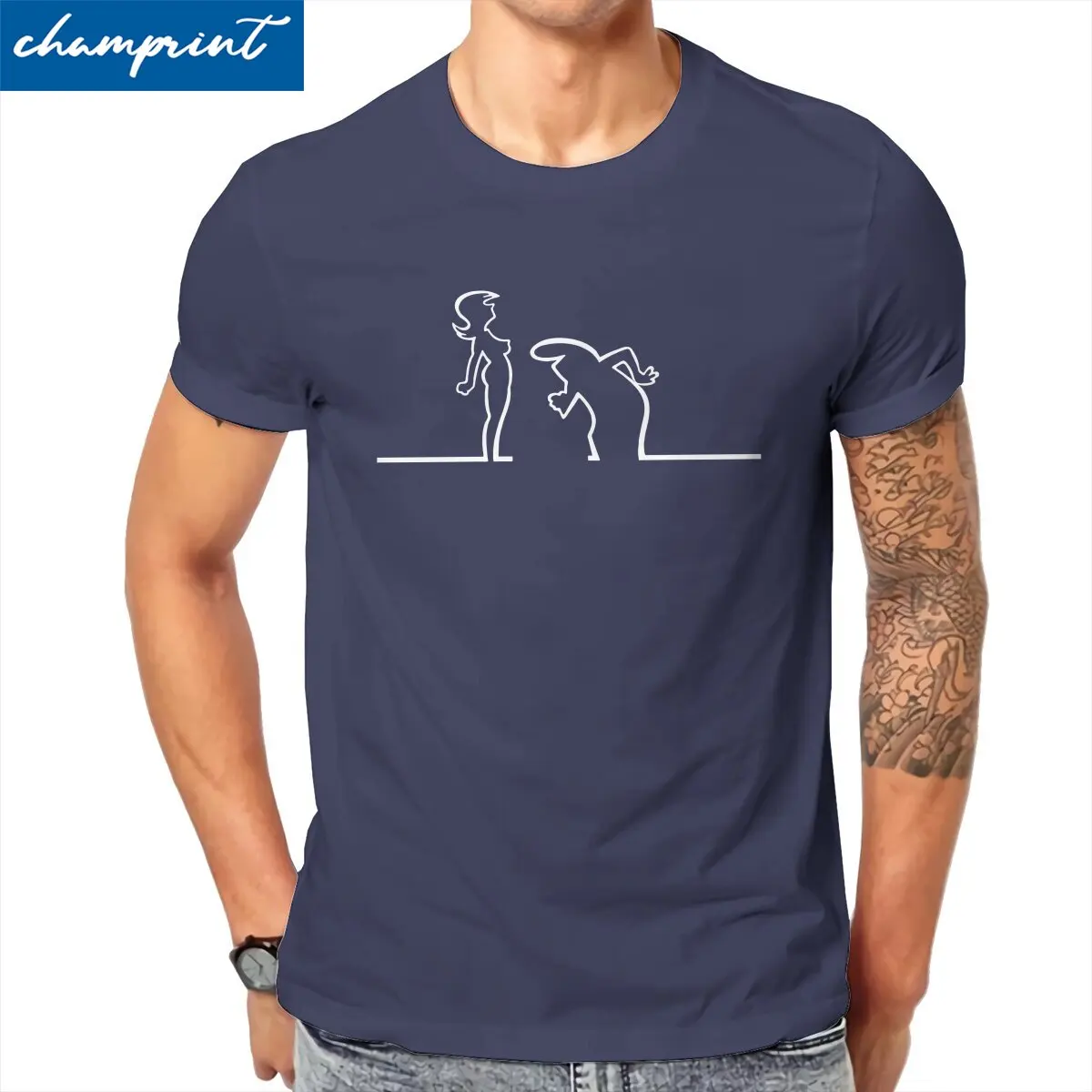 

La Linea Femme Sexy Men's T Shirts Awesome Tees Short Sleeve Round Collar T-Shirt Pure Cotton Summer Clothes