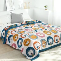colored cotton jacquard knitted throw blanket for bedroom lightweight cozy gauze thread blanket cartoon office nap bedspread