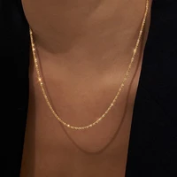fashion gold silver color flat shiny glossy chain necklaces minimalist statement elegant chokers for women jewelry 2021 hot