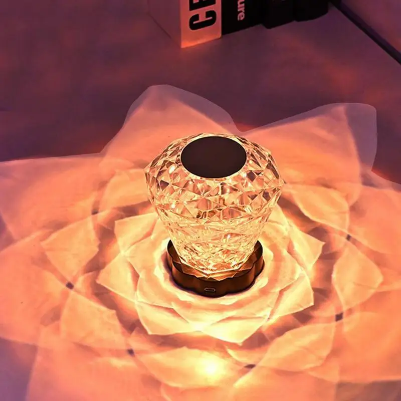 

Rose Crystal Lamp Rose Light Lamp For Bedrooms Touch Remote Control Crystal Lamp Rechargeable Bedroom Beside Table Lamp 16