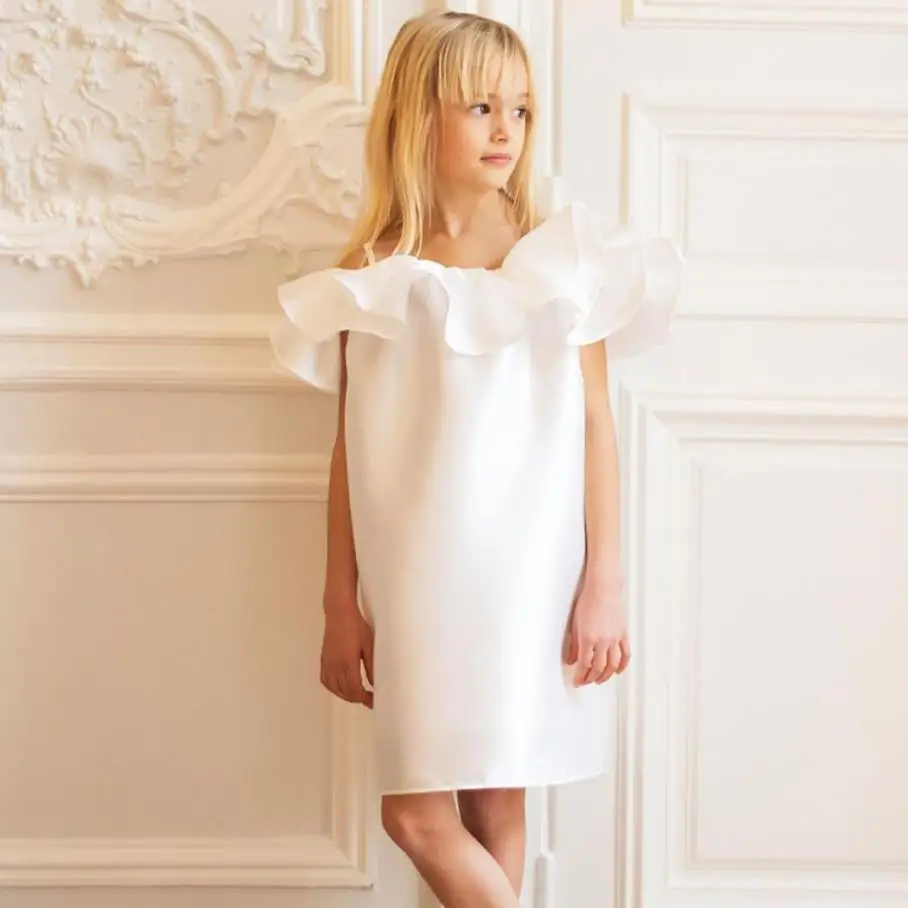 

Летнее Новое Детское испанское вечернее платье принцессы с оборками без рукавов на бретельках дизайн для дня рождения Крещение ИД Вечеринка платье для девочек A2764