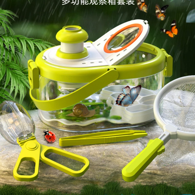 

Insect Observation Box Silkworm Baby Specimen Magnifying Glass Tool Children's Science Experiment Set Toy