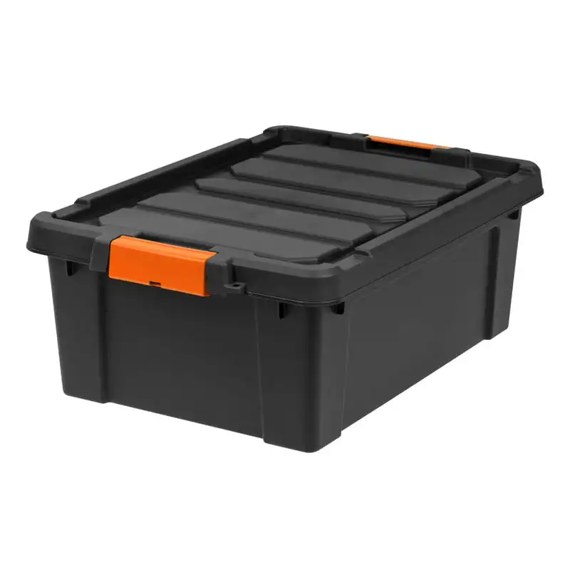 11 Gallon Heavy Duty Plastic Storage Box, Black