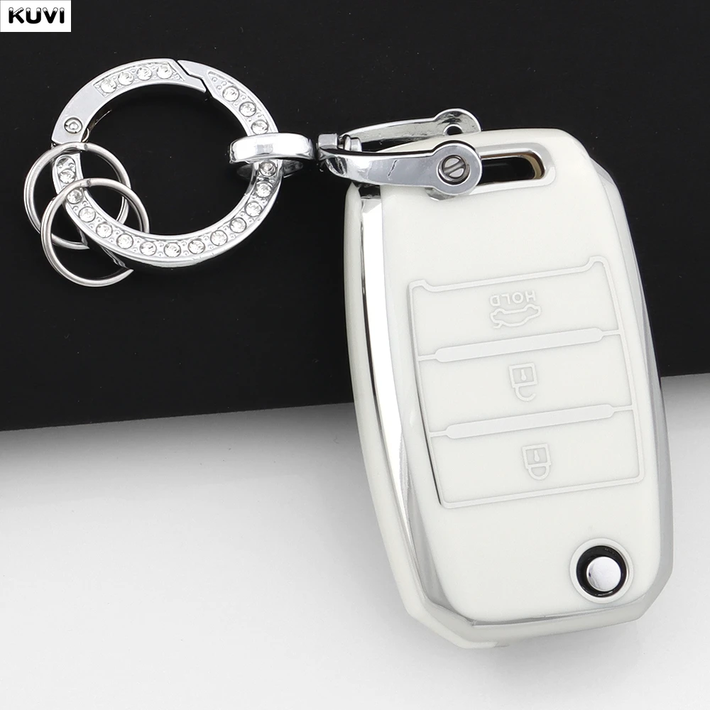 

3 4 кнопки из ТПУ, автомобильный флип-чехол для ключей для Kia Rio Optima Sportage Sorento Soul Ceed Cerato Forte Seltos, защ...