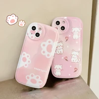 fashion luxurious funny cute cartoon pink cat paws shockproof air cushion soft silicone phone case for 11 12 13 pro max x xr xs