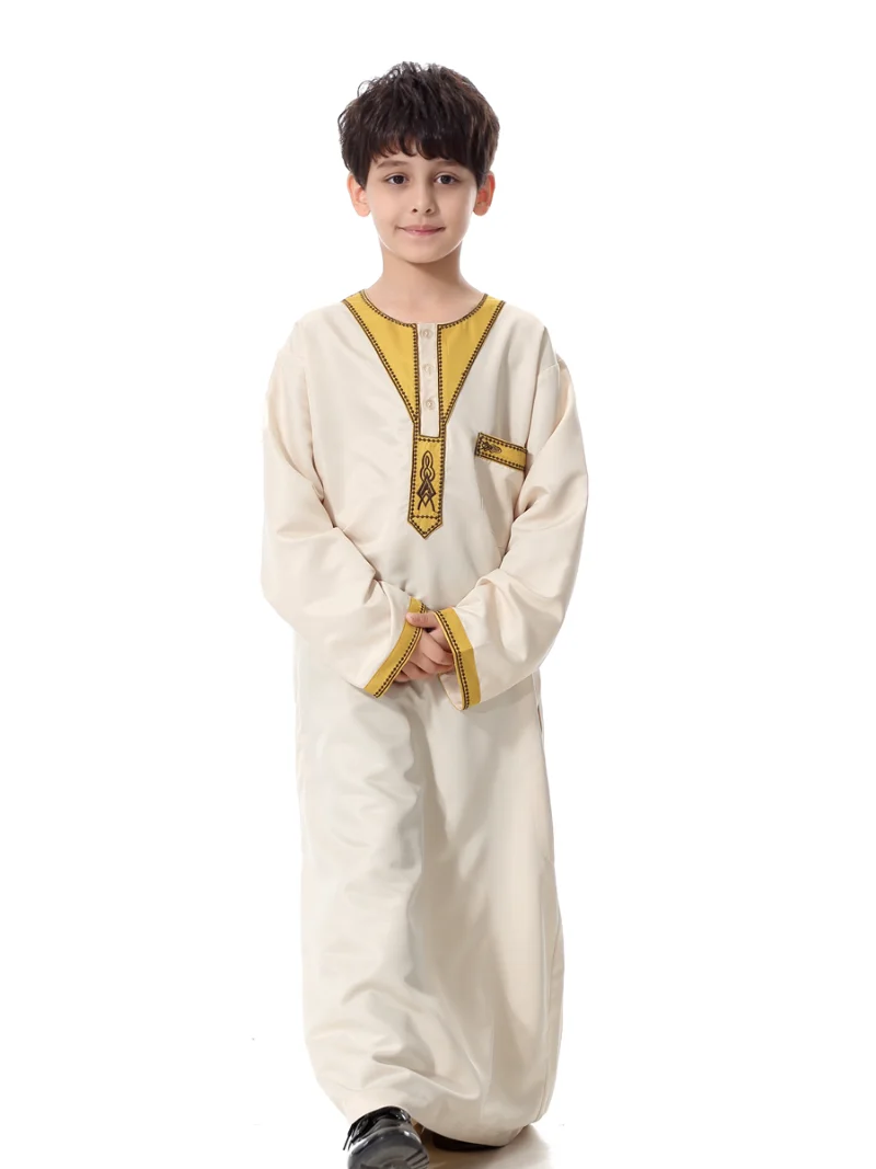 Child Boy Muslim Clothing Jubba Thobe Abaya Dubai Arabic Saudi Dishdasha Thawb Maxi Robe Ramadan Middle East Kaftan Gown Fashion
