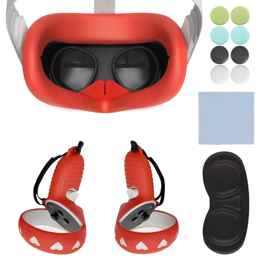 

Silicone Protective VR Face Cover Compatible for Oculus Quest 2 Silicone Cap Case Eye Cover Handle Grip VR Accessories