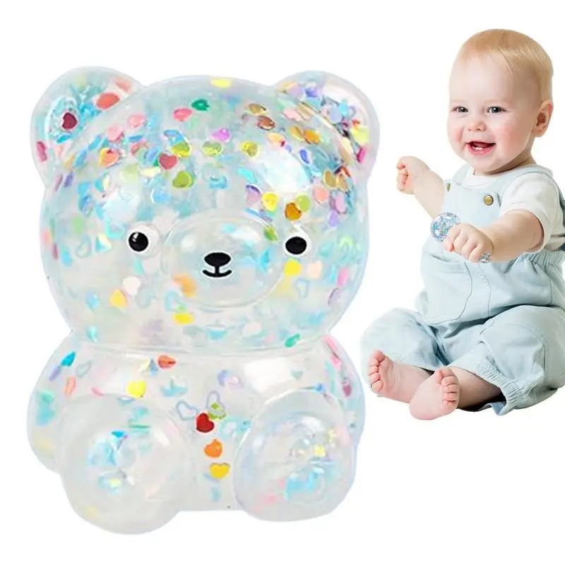 

Bear Stretchy Rebound Animal Toys With Sequins Pocket Squeeze Toys For Goodie Bag Fillers Lovely Accompany Toy Bear For