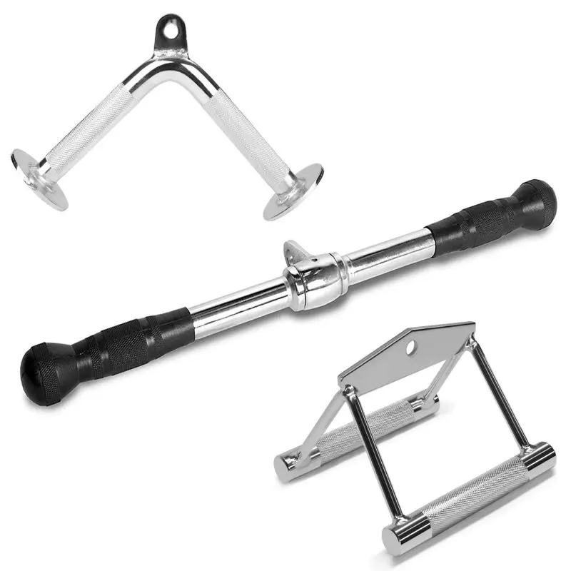 

Tricep Bar Metal Pull Down Press D Cable Attachment Home Gym Exercise Equipment
