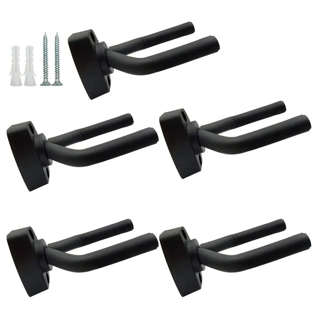 

5 Pack Black Guitar Hanger Hook Holder Wall Mount Display with Screws Fits Most Guitars