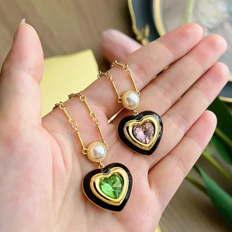 

Timeless Wonder Fancy Zircon Geo Heart Chains Necklace for Women Designer Jewelry Goth Trendy Rare Sweet Kpop Cute Gift Top 2629