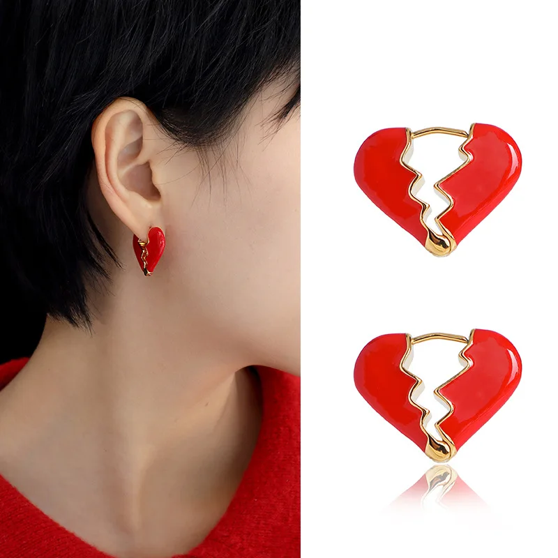 

Earrings high-end wholesale feminine temperament INS enamel French glaze niche love earrings