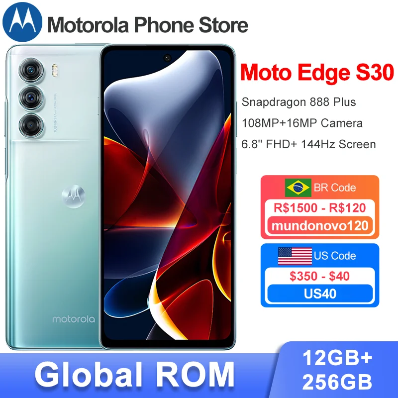 Najtaniej Globalny ROM Motorola MOTO Edge S30 5G Smartphone 256GB Snapdragon 888 Plus 108MP + 16MP 6.8 Calowy Ekran Aparatu 5000mAh Baterii