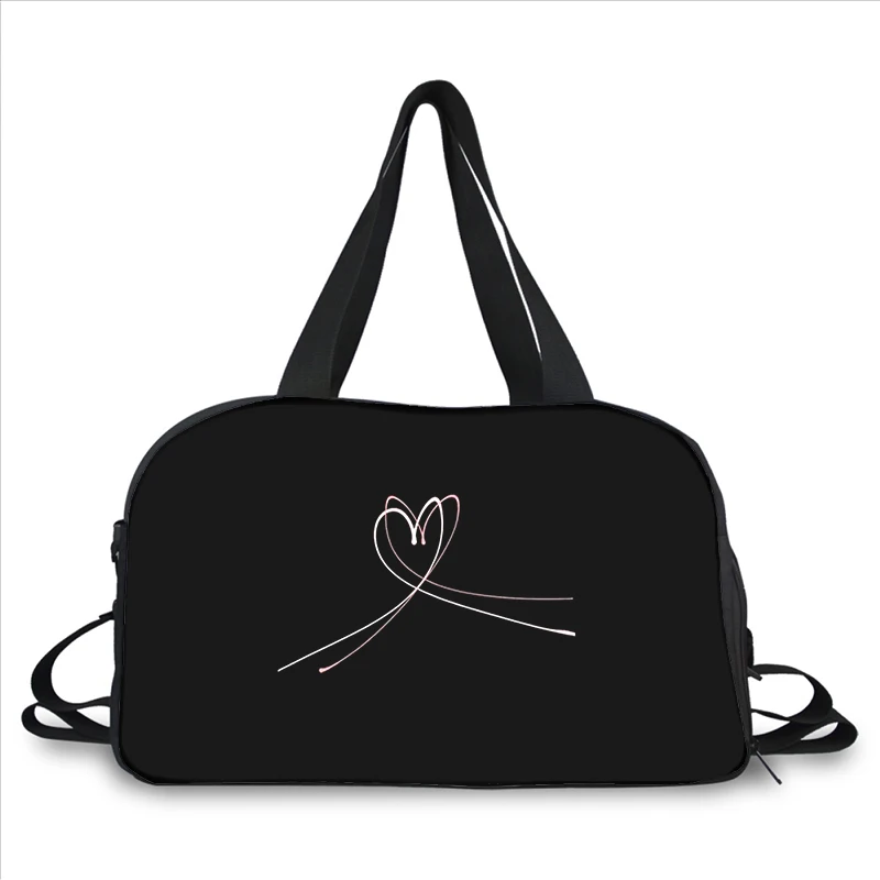 Love Heart colourful rose 3D printing fashion trend portable large capacity multi-function messenger bag travel bag