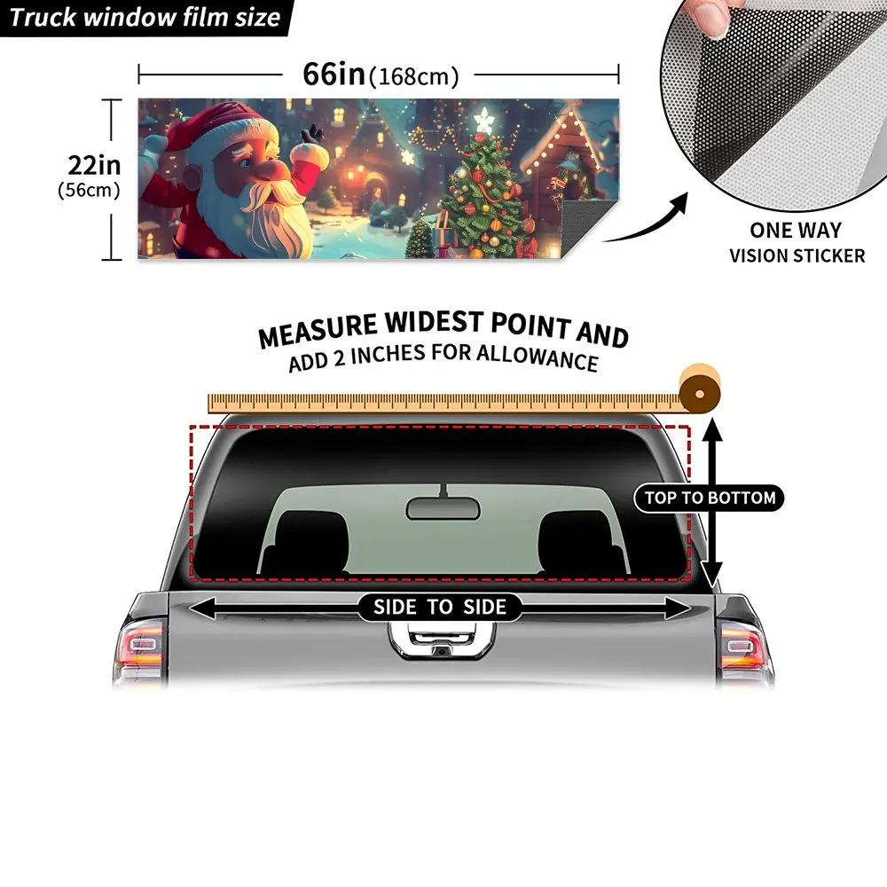 Мультяшный Санта-Клаус с принтом автомобиля наклейка на заднее лобовое стекло