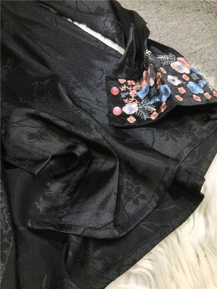 Блузка женская с длинным рукавом и воротником-стойкой в китайском стиле