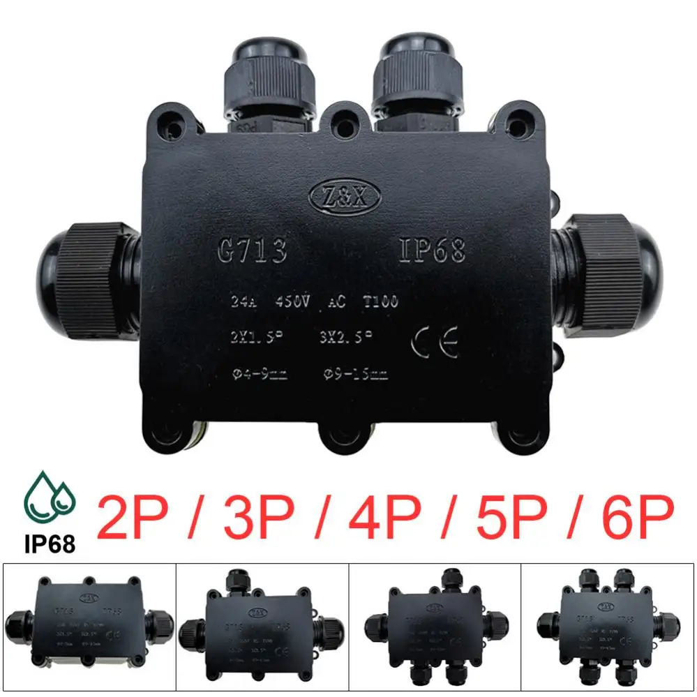 

IP68 electrical waterproof terminal box 2/3/4/5/6 external cable terminal box, suitable for LED outdoor display garden wire 1